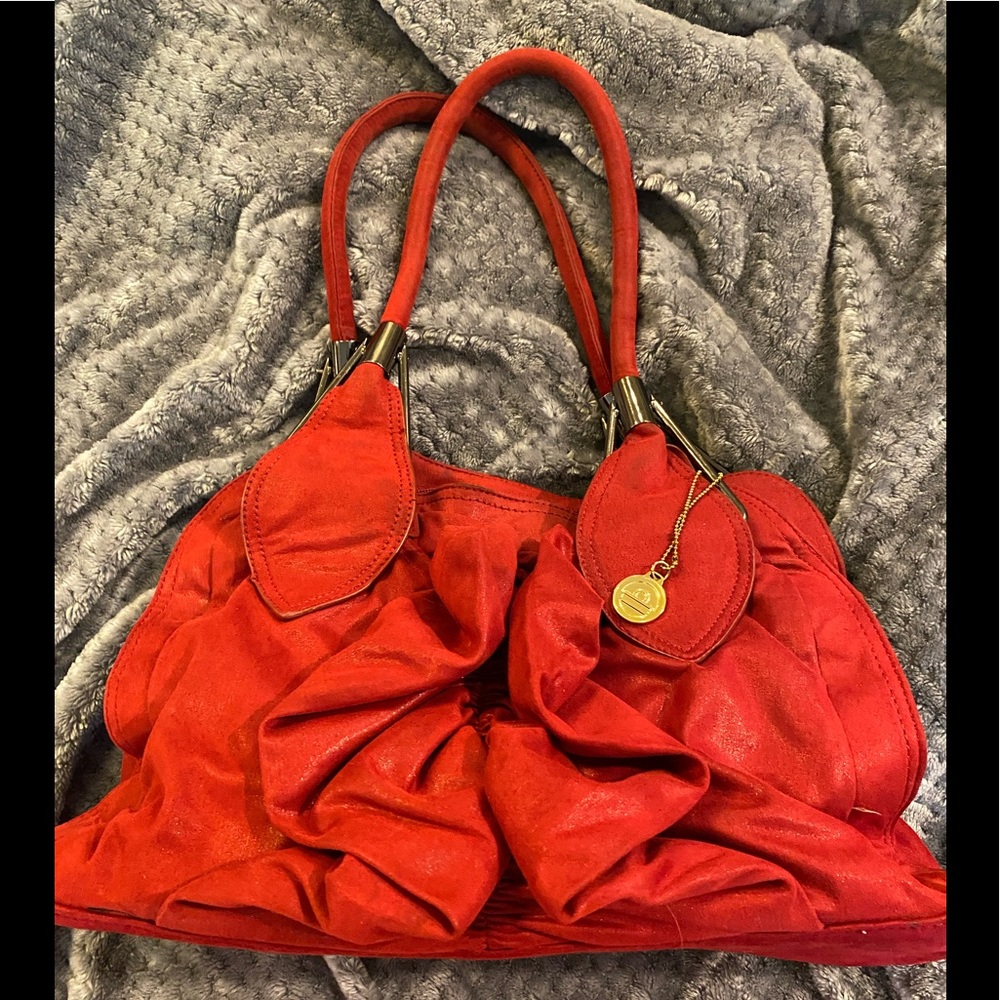 GC Big Buddha red microfiber purse